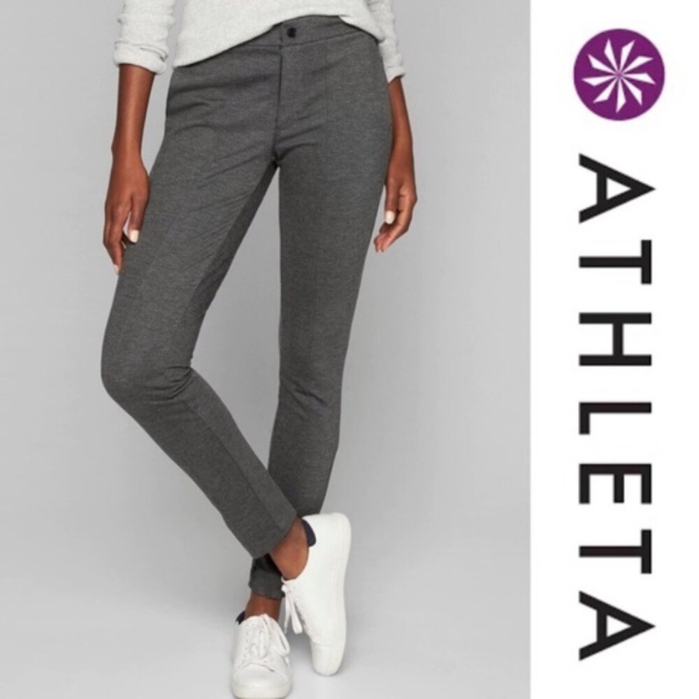 Athleta Avenue‎ Ponte Skinny Knit Casual Pants size 10 Gray 439153 Slim Stretch